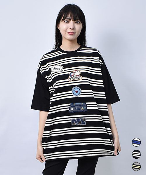 【Tシャツ】 ワッペン ボーダー BIG Tシャツ