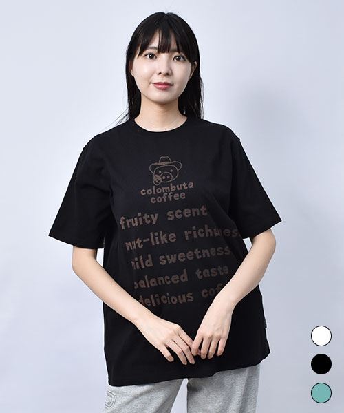 【Tシャツ】 コロンブタコーヒー プリント Tシャツ