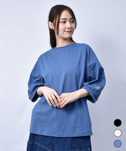 【Tシャツ】 ワンポイント刺繍 パフ袖 Tシャツ