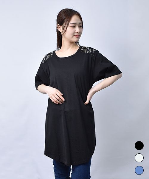 【チュニック】 ふんわり 刺繍 チュニック
