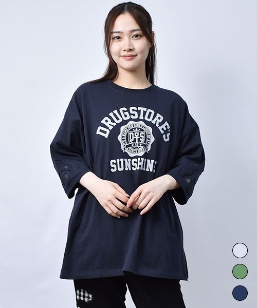 【Tシャツ】 ひょっこりスタンディ ロングスリット 丈長T