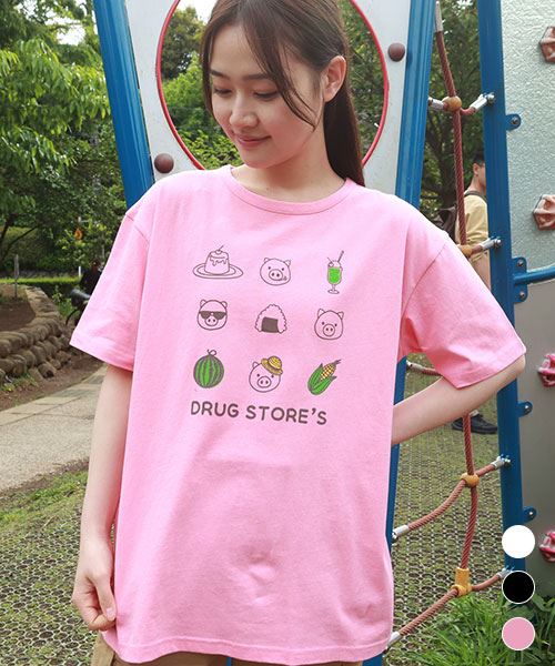 【Tシャツ】 スタンディ&フード ワイド プリントT