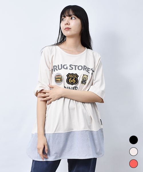 【Tシャツ】 ダイナーワッペン BIG ラグラン Tシャツ