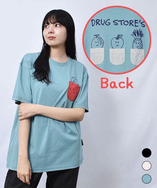 【Tシャツ】 ひょっこりキャラクター スイカポケット Tシャツ