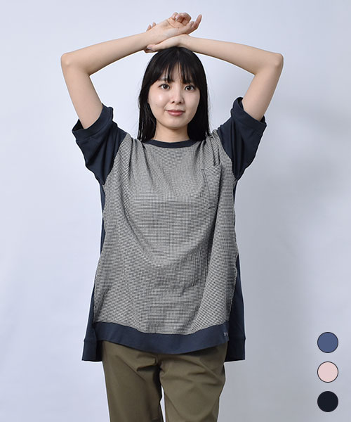 【Tシャツ】 前切替 ポケットつき Tシャツ