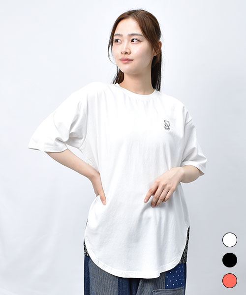 【Tシャツ】 サイド総柄 ラウンド Tシャツ
