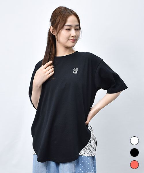 【Tシャツ】 サイド総柄 ラウンド Tシャツ