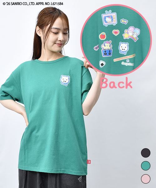 【サンリオキャラクターズ × スタンディ】 カラフルワッペン風 プリント Tシャツ