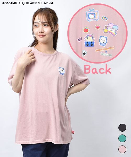 【サンリオキャラクターズ × スタンディ】 カラフルワッペン風 プリント Tシャツ