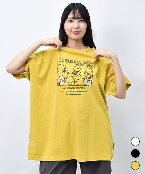 【Tシャツ】 まるまるブタ プリント Tシャツ