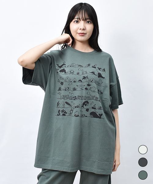 【Tシャツ】 スタンディ&シーフレンズ BIG丈長 プリント Tシャツ