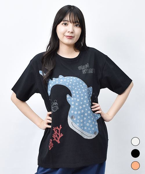【Tシャツ】 ゆったりジンベエザメ プリント Tシャツ