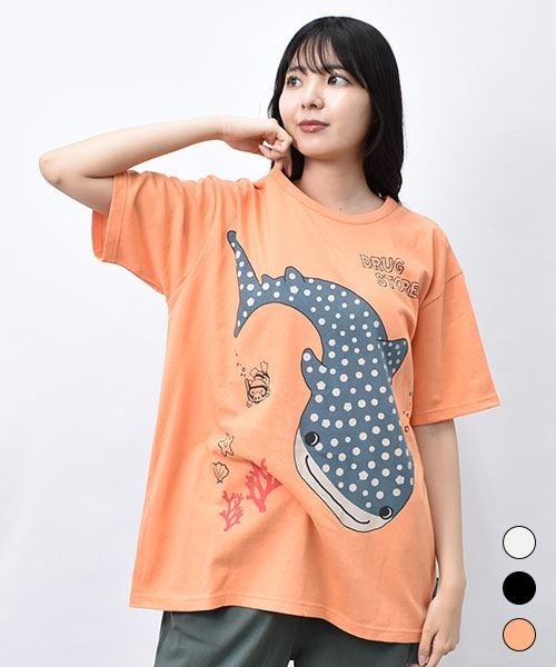【Tシャツ】 ゆったりジンベエザメ プリント Tシャツ