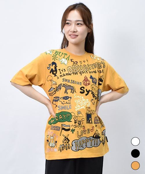 【Tシャツ】 ラフペイント プリント&刺繍 Tシャツ