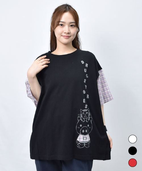 【Tシャツ】 スタンディ&ネコ スリット Tシャツ