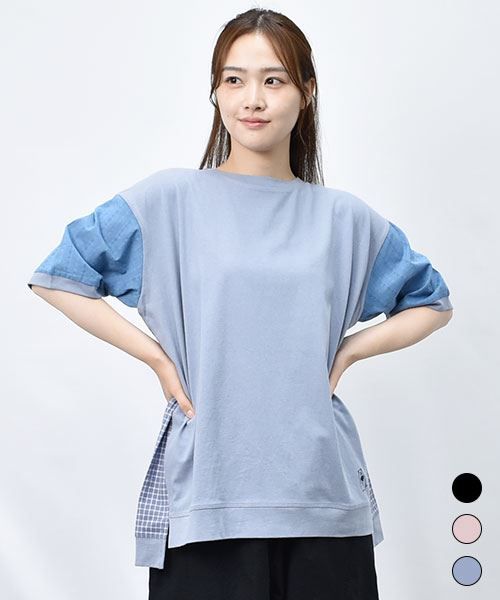 【Tシャツ】 ワンポイントハートン ドッキング Tシャツ