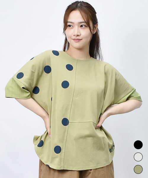【Tシャツ】 ビッグドット ドッキング Tシャツ