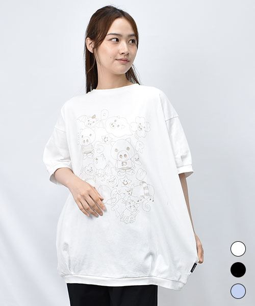 【Tシャツ】 刺繍キャラクターズ ゆったり Tシャツ