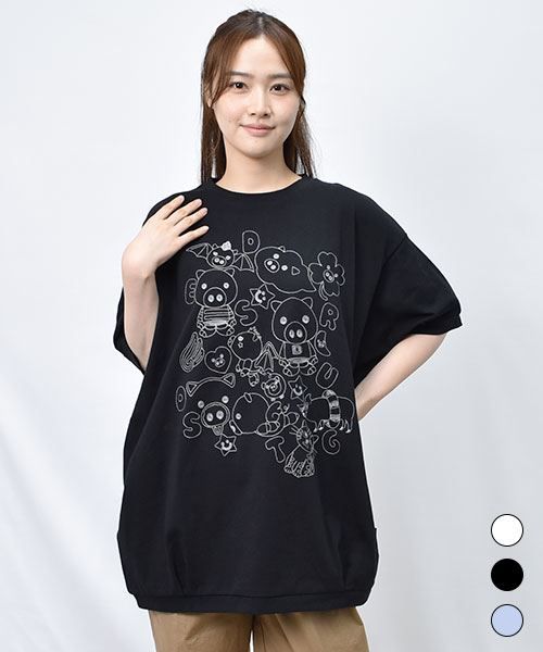 【Tシャツ】 刺繍キャラクターズ ゆったり Tシャツ