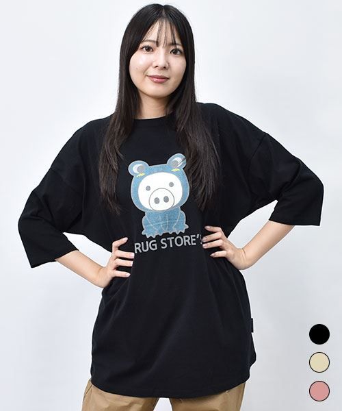 【Tシャツ】 けろけろスタンディ 7分袖 BIG Tシャツ