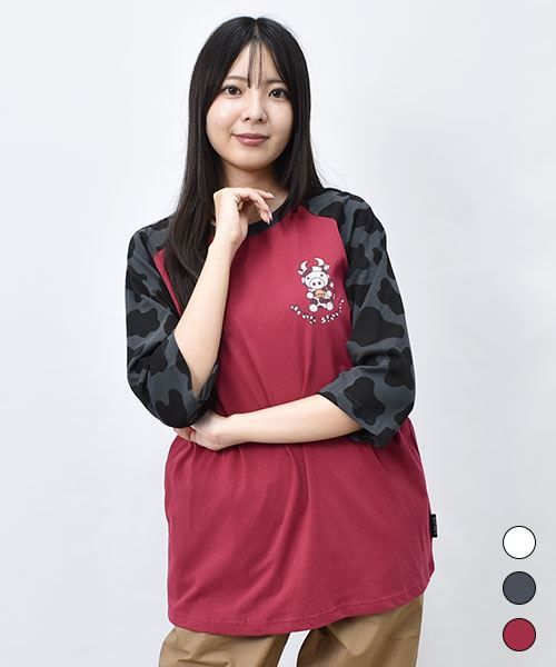 【Tシャツ】 モーモースタンディ カウ柄 ラグラン Tシャツ