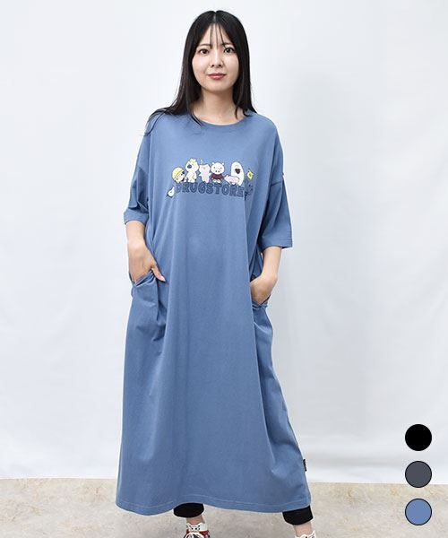 【ワンピース】 キャラクターズ 5分袖 カット ワンピース