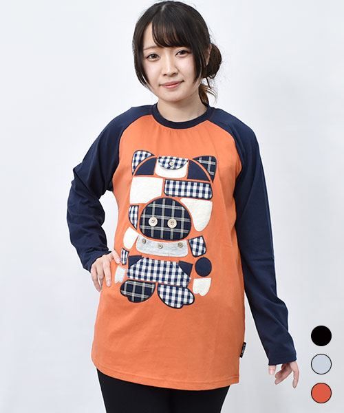 【Tシャツ】 ブタシルエット 配色ラグラン ロンT