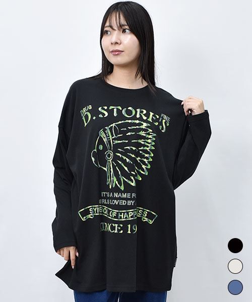 【ロンT】 インディアン 迷彩プリント ロンT