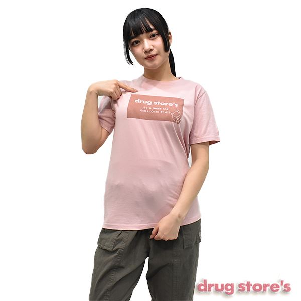 drug store's 20/天竺 袖OP刺繍 ボックスロゴプリント Tシャツ(3 61