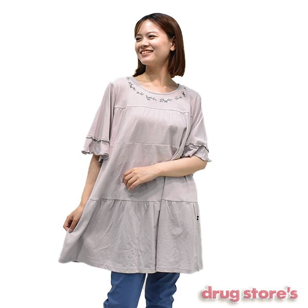 drug store's 20/-天竺 ティアード切替 チュニック