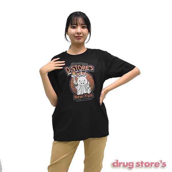 drug store's 20/-OE天竺 ニューヨークプリント定番セットインTシャツ