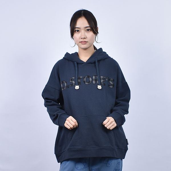 drug store's 裏毛 耳つきかぶり ロゴアップリケ BIGパーカー(F 92 ネイビー): トップス | drug store'sWEB（ ドラッグストアーズウェブ）
