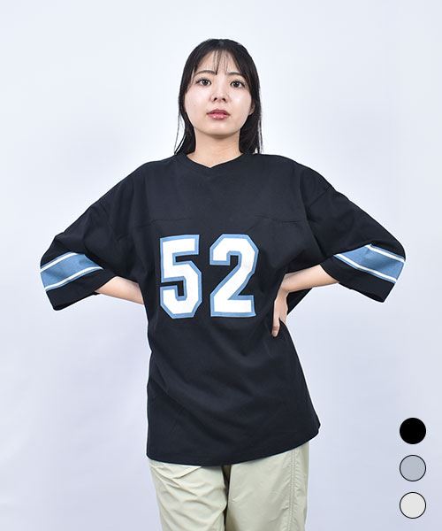 drug store's 20/-OE天竺 52プリント Vネック 5分袖 ホッケーT