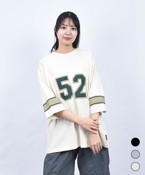 drug store's 20/-OE天竺 52プリント Vネック 5分袖 ホッケーT