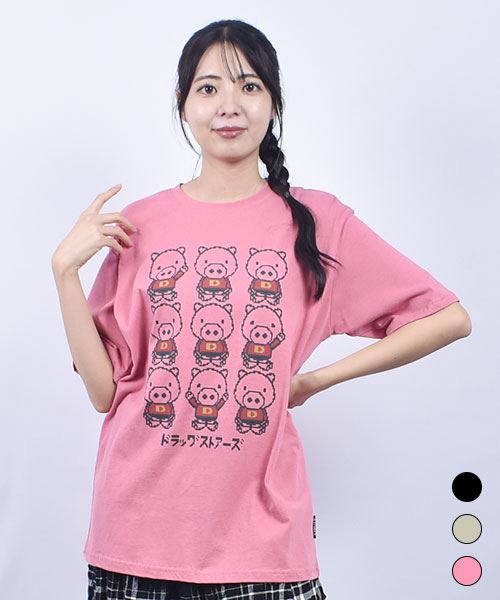 drug store's 20/-OE天竺 スタンディいっぱいプリント 定番セットインT