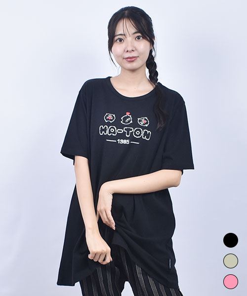 drug store's 20/-OE天竺 ハートンプリント 定番AラインT