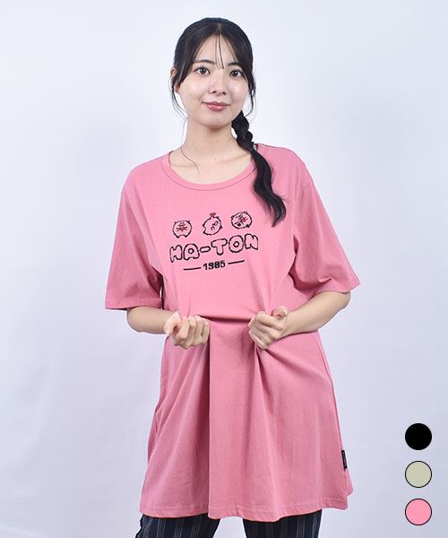 drug store's 20/-OE天竺 ハートンプリント 定番AラインT