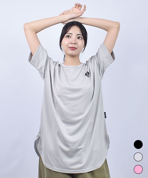 drug store's メッシュ 走るスタンディワンポイントプリント ラウンドスリット Tシャツ