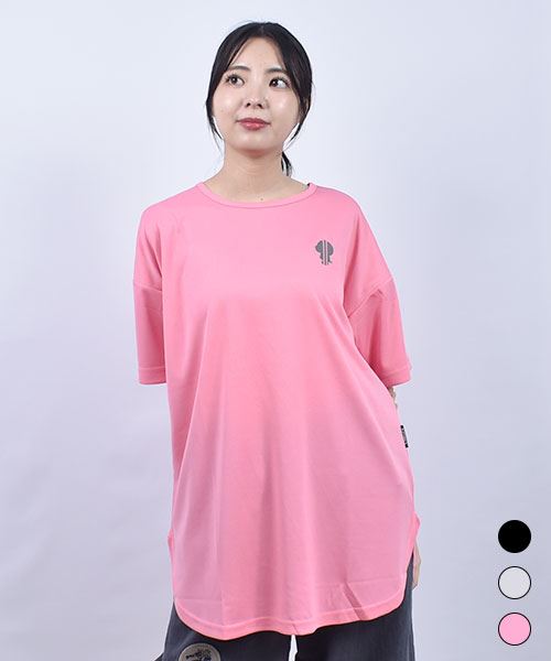 drug store's メッシュ 走るスタンディワンポイントプリント ラウンドスリット Tシャツ
