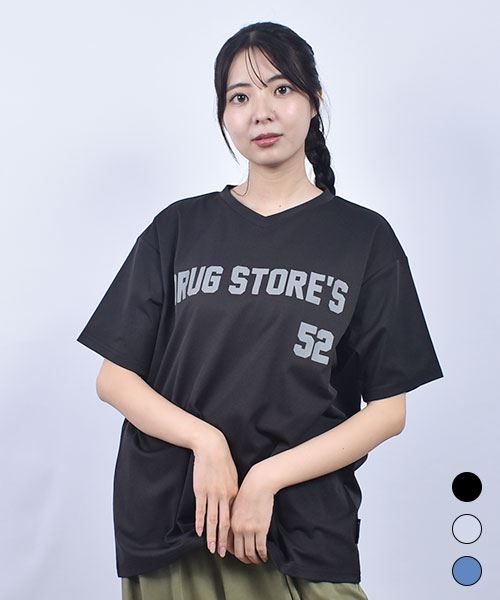 drug store's ロゴプリント VネックT