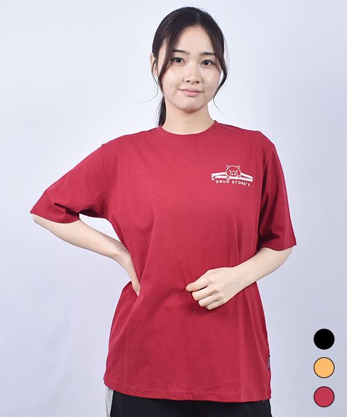 drug store's 20/-OE天竺 ブタ＆ファスナープリント 定番セットインT