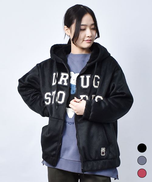 フリース ロゴパーカー ブルゾン