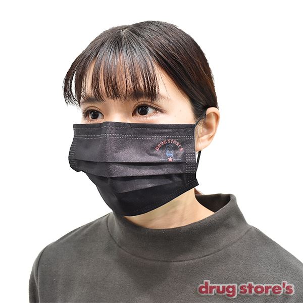drug store's 5Ｐセット不織布マスク BK 黒ムラ地 ロゴSTANDY