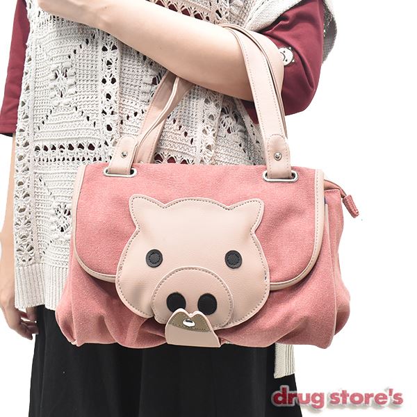 drug store's 合皮 ブタ顔 手提げバッグ