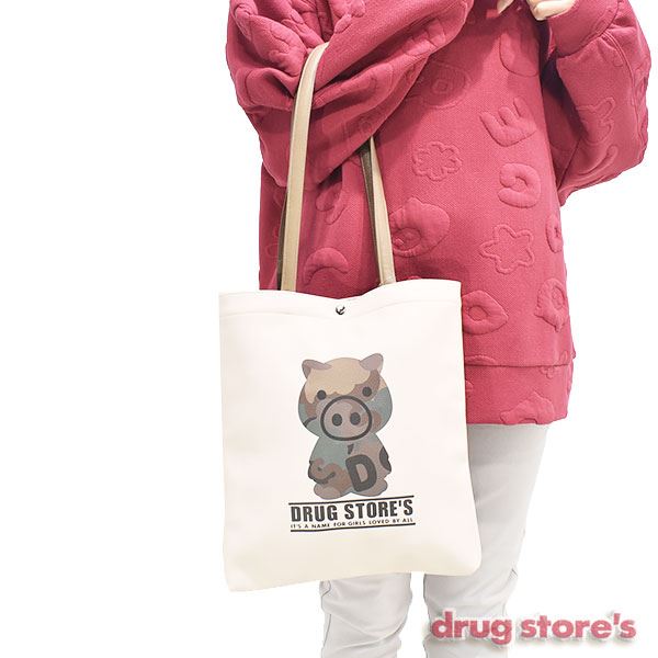 drug store's 合皮 スタンディプリント トートバッグ（小）