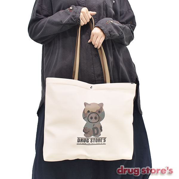drug store's 合皮 スタンディプリント トートバッグ（大）