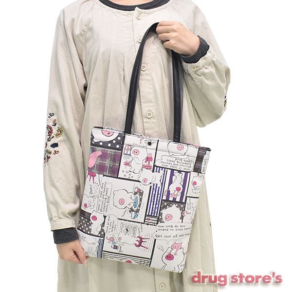drug store's 合皮 アメコミ風プリント トートバッグ(小）