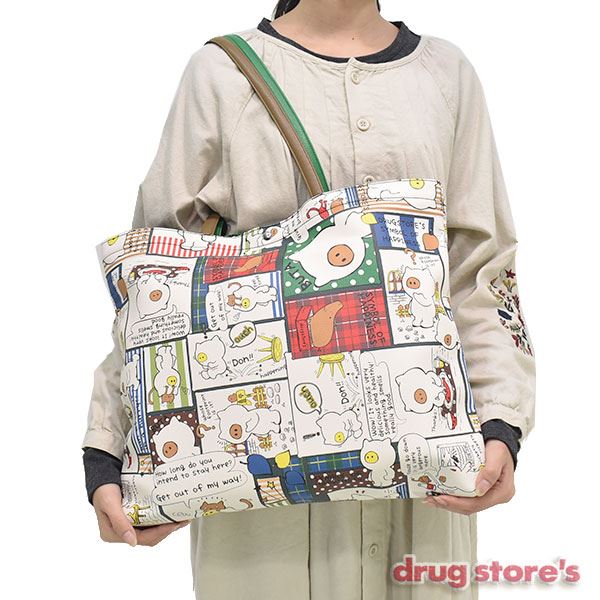 drug store's 合皮 アメコミ風プリント トートバッグ(大）