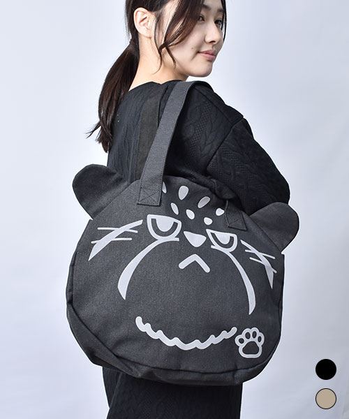 【トートバッグ】 マヌルネコ 顔バッグ 大