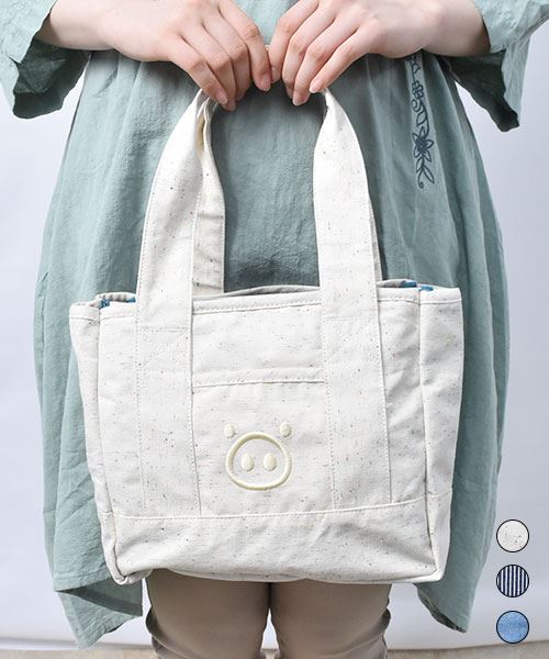 【トートバッグ】 ブタ顔 ミニ トートバッグ